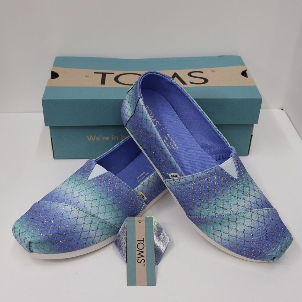 Women's Tom’s Alpargata Mermaid Scales Print Slip On Shoes Size W 7.5